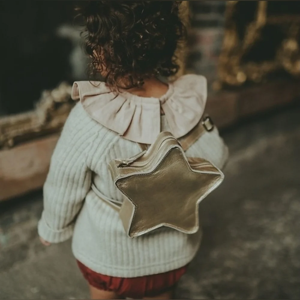 Donsje Star-Shaped Leather Crossbody Bag Kids Girls Toddler